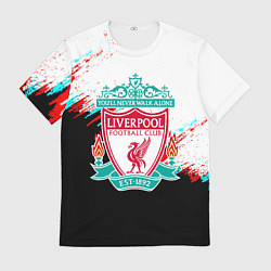 Футболка мужская Ливерпуль текстура глитч краски, цвет: 3D-принт