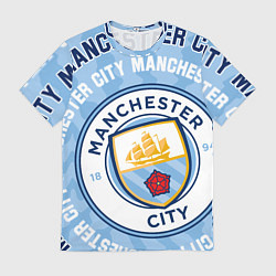 Футболка мужская Манчестер Сити надписи и логотип, цвет: 3D-принт