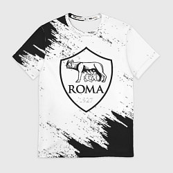 Футболка мужская ROMA черно белые штрихи, цвет: 3D-принт