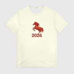 Футболка мужская Символ 2026 года красная огненная лошадь, цвет: 3D-принт