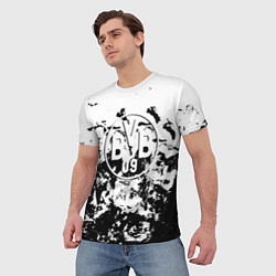 Футболка мужская Borussia черные краски, цвет: 3D-принт — фото 2