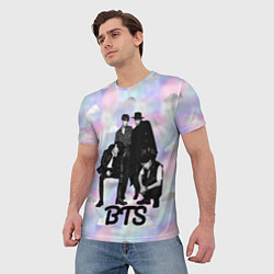 Футболка мужская BTS черно-белый стиль, цвет: 3D-принт — фото 2