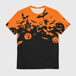 Мужская футболка Хэллоуин тыквы и призраки