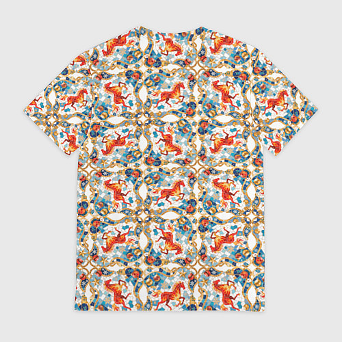 Мужская футболка Орнамент с лошадью - символом Нового 2026 года / 3D-принт – фото 2