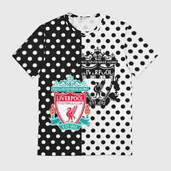 Мужская футболка Liverpool черно белые точки