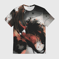 Мужская футболка Тёмные краски абстракция красно-чёрный