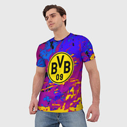Футболка мужская Borussia абстрактные краски, цвет: 3D-принт — фото 2