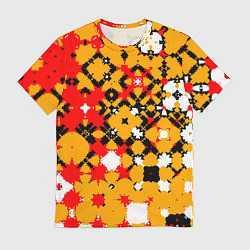 Мужская футболка Красно-желтая геометрическая абстракция