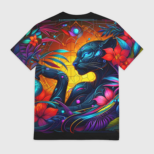 Мужская футболка Грациозная пантера среди тропических цветов / 3D-принт – фото 2
