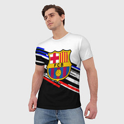 Футболка мужская Barcelona полосы текстура спорт, цвет: 3D-принт — фото 2