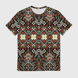 Мужская футболка Традиционные росписные орнаментные узоры в славянс