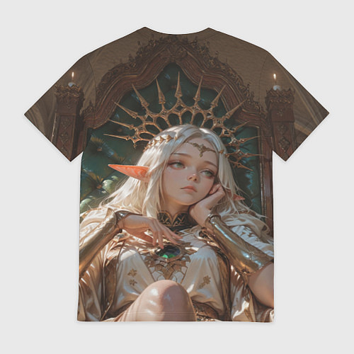 Мужская футболка Беловолосая королева эльфов на троне / 3D-принт – фото 2