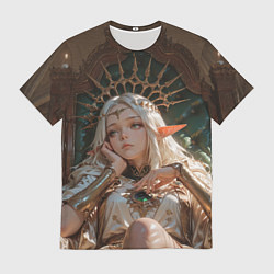Футболка мужская Беловолосая королева эльфов на троне, цвет: 3D-принт