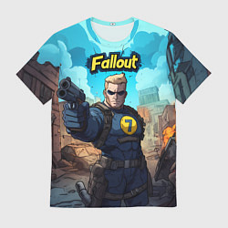 Футболка мужская Fallout смотритель с пистолетом, цвет: 3D-принт