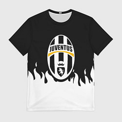 Футболка мужская Juventus белый огонь, цвет: 3D-принт