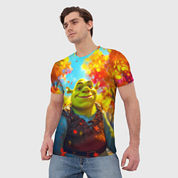 Футболка мужская Шрек осенний фон, цвет: 3D-принт — фото 2