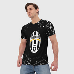 Футболка мужская Juventus белые краски всплеск, цвет: 3D-принт — фото 2