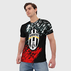 Футболка мужская Juventus краски штрихи текстура, цвет: 3D-принт — фото 2