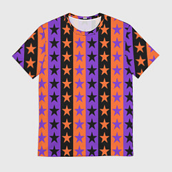 Мужская футболка Звёзды Хэллоуина паттерн полосатый