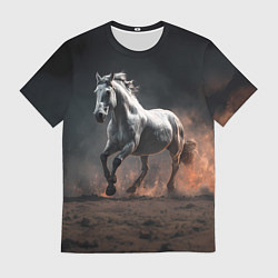 Футболка мужская Белая лошадь, цвет: 3D-принт