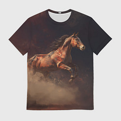 Футболка мужская Лошадь в прыжке из пыли, цвет: 3D-принт