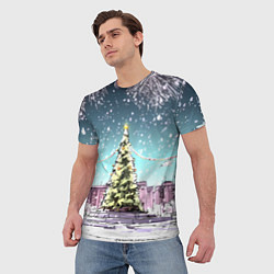 Футболка мужская Москва - новогодний салют, цвет: 3D-принт — фото 2