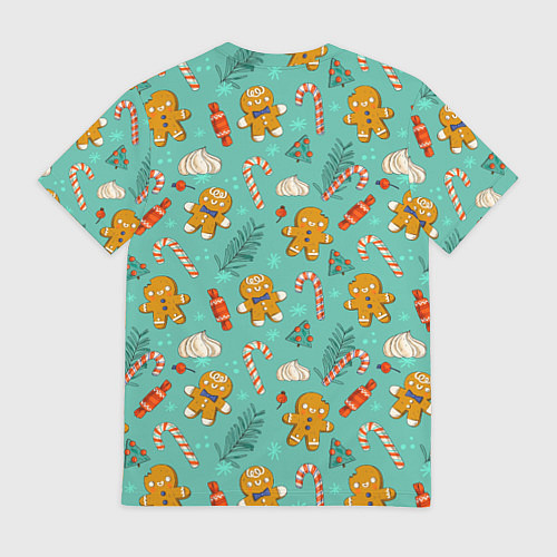 Мужская футболка Новогодний паттерн печенье с конфетами / 3D-принт – фото 2