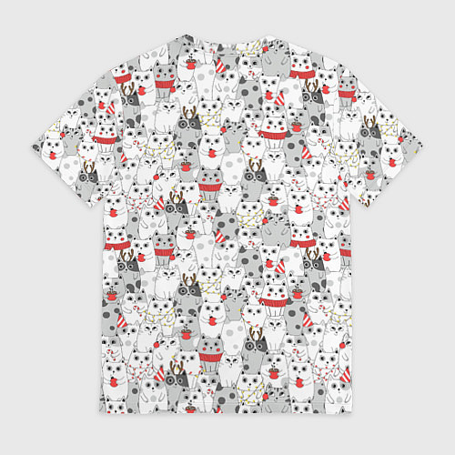 Мужская футболка Новогодние котики / 3D-принт – фото 2