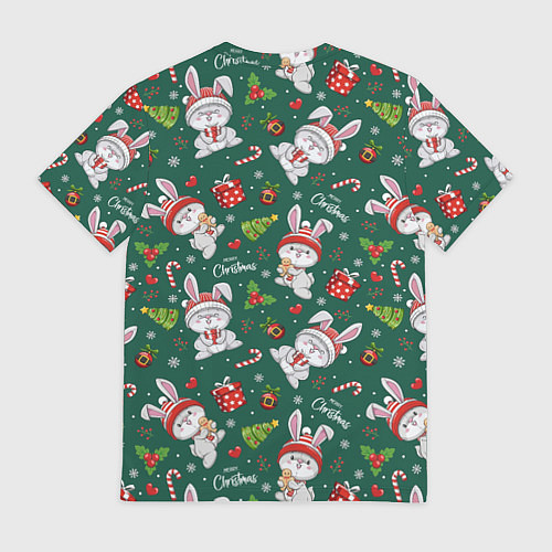 Мужская футболка Новогодние зайчики / 3D-принт – фото 2