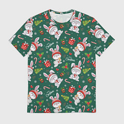 Мужская футболка Новогодние зайчики