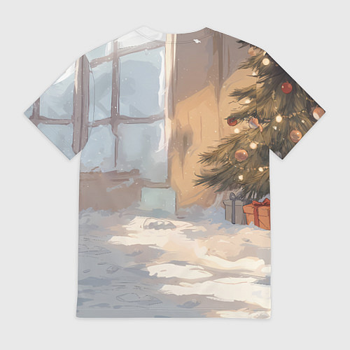 Мужская футболка Лошадка у елки / 3D-принт – фото 2