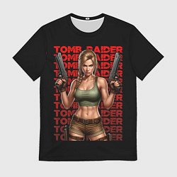 Футболка мужская Лара Крофт с пистолетами в руках, цвет: 3D-принт