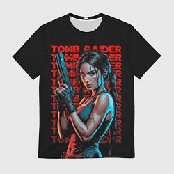 Футболка мужская Lara Croft с пистолетом, цвет: 3D-принт