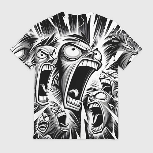 Мужская футболка Орущие рожицы и чёрные молнии - нейроарт / 3D-принт – фото 2