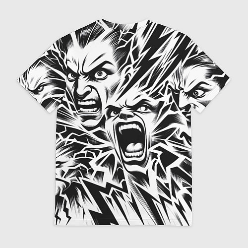 Мужская футболка Свирепые лица и молнии - нейроарт / 3D-принт – фото 2