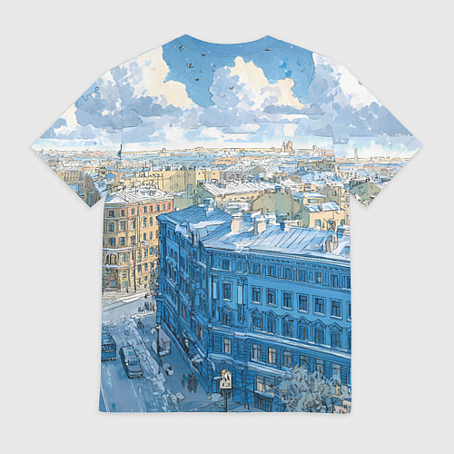 Мужская футболка Зимний утренний Питер / 3D-принт – фото 2