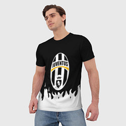 Футболка мужская Ювентус белый огонь текстура, цвет: 3D-принт — фото 2
