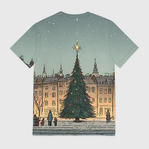Мужская футболка Новогодняя елка во дворе / 3D-принт – фото 2