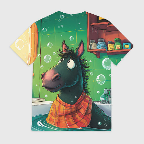 Мужская футболка Лошадь моется в ванной / 3D-принт – фото 2