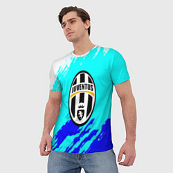 Футболка мужская Ювентус краски штрихи текстура, цвет: 3D-принт — фото 2