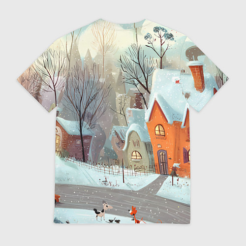 Мужская футболка Милый новогодний дворик / 3D-принт – фото 2