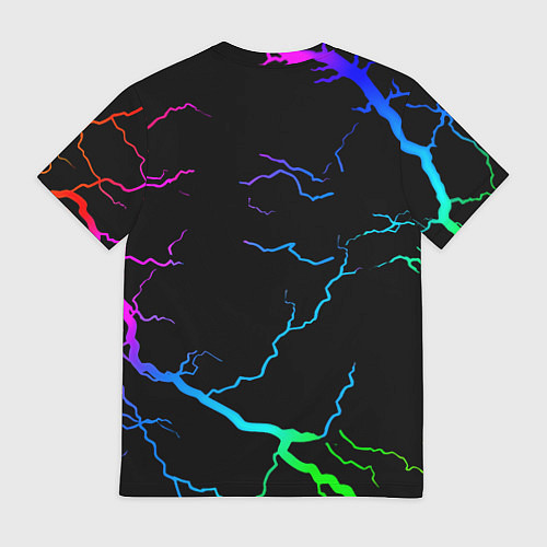 Мужская футболка Манчестер Юнайтед неоновые молнии / 3D-принт – фото 2