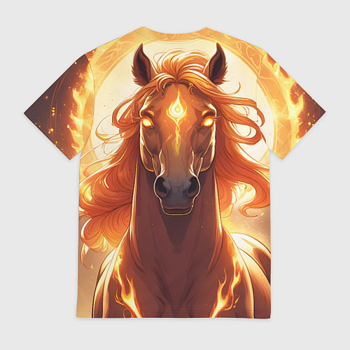 Мужская футболка Огненная лошадь в свечении / 3D-принт – фото 2