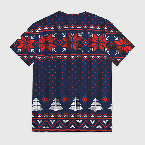 Мужская футболка Новогодний вязаный узор / 3D-принт – фото 2