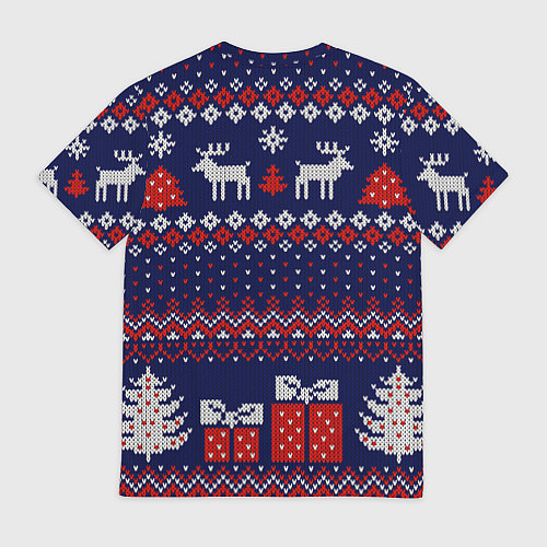 Мужская футболка Новогодний вязаный паттерн / 3D-принт – фото 2