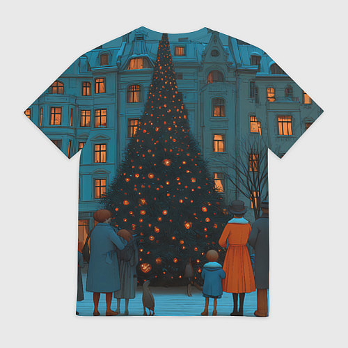 Мужская футболка Люди встречают новый год во дворе / 3D-принт – фото 2