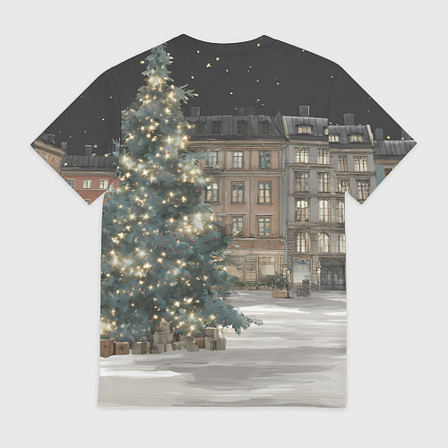 Мужская футболка Елка во дворе / 3D-принт – фото 2