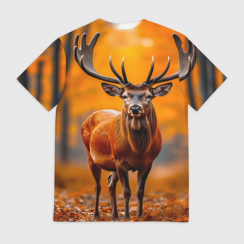 Мужская футболка Осенний лес с оленем / 3D-принт – фото 2