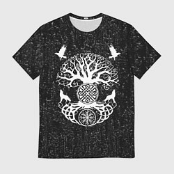 Футболка мужская Волки и вороны Одина и древо мира, цвет: 3D-принт