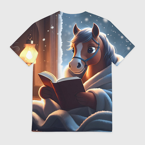 Мужская футболка Лошадка с книгой / 3D-принт – фото 2
